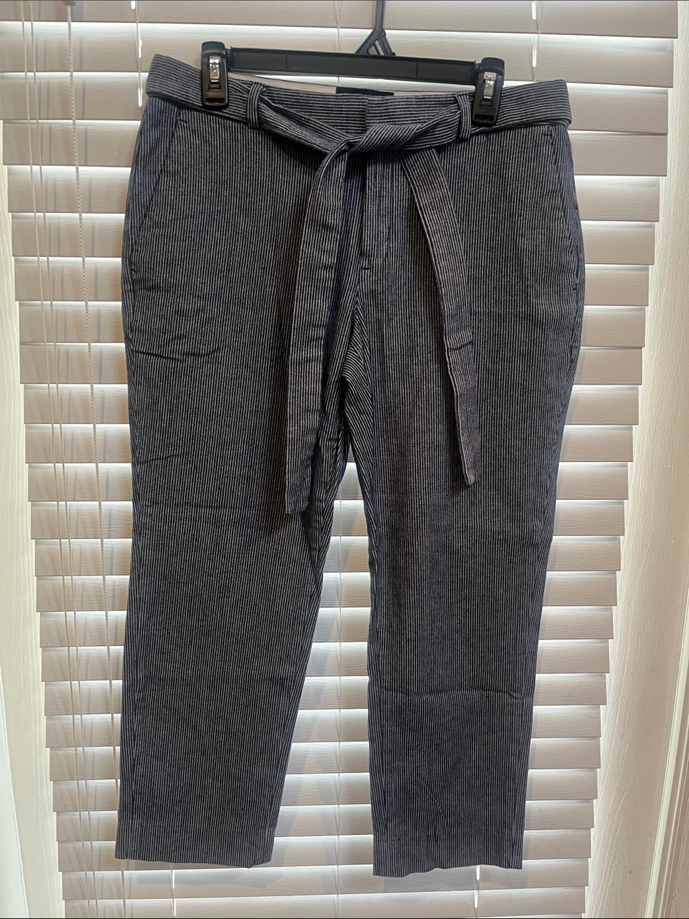 Banana Republic Gray Pinstripe Belted Trousers